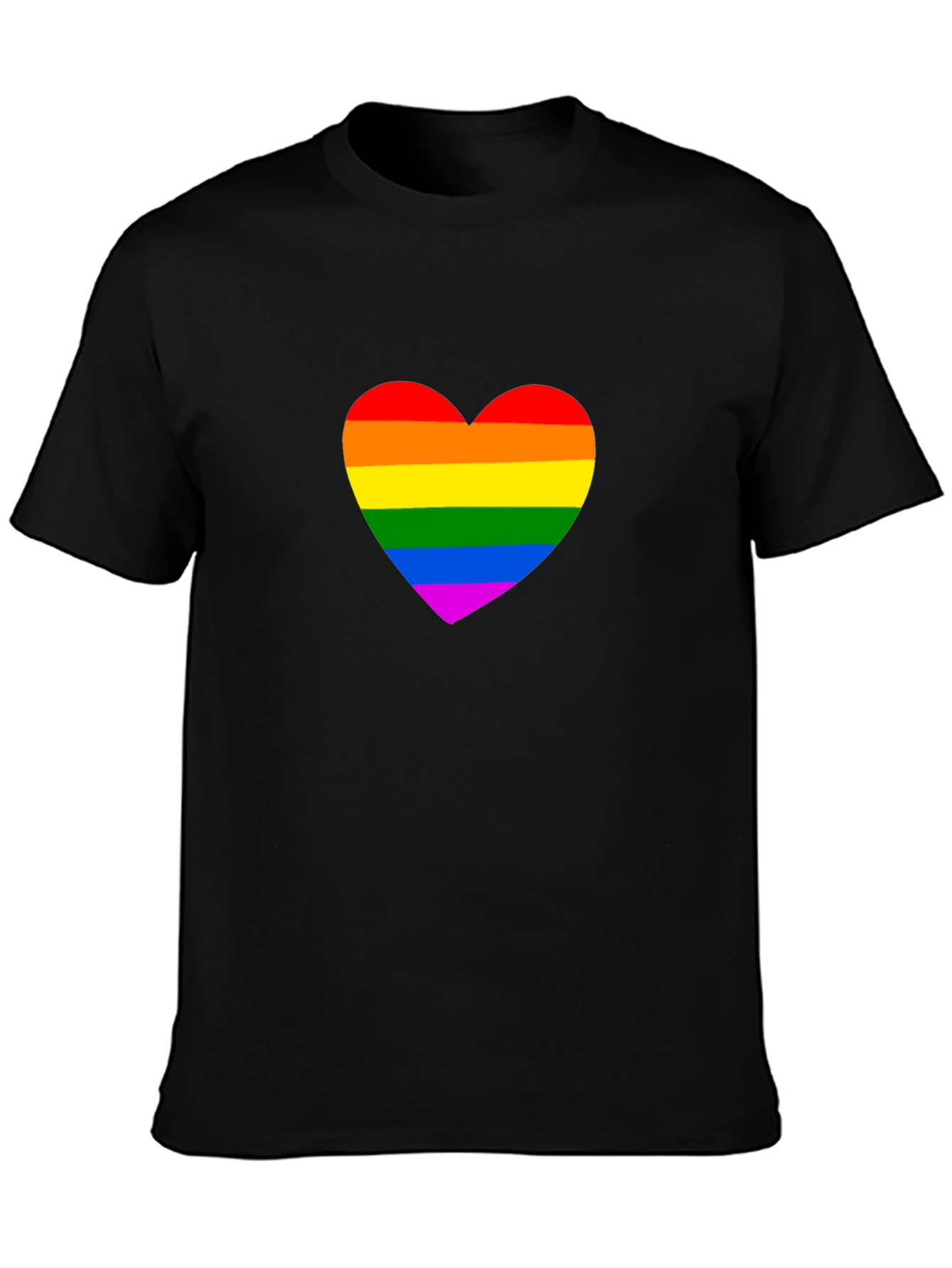 Rainbow Heart Graphic Black T-Shirt