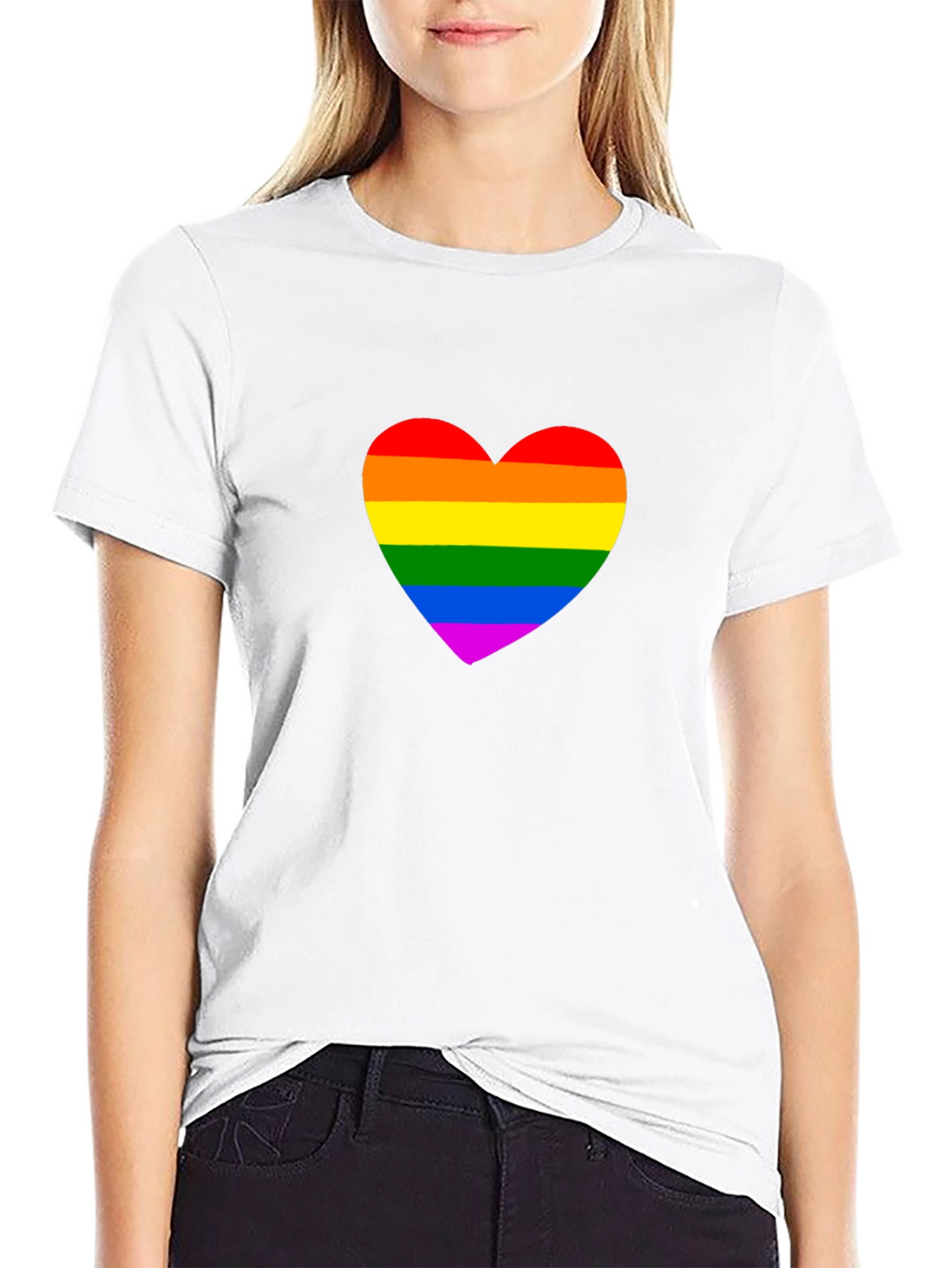 Rainbow Heart Graphic Black T-Shirt