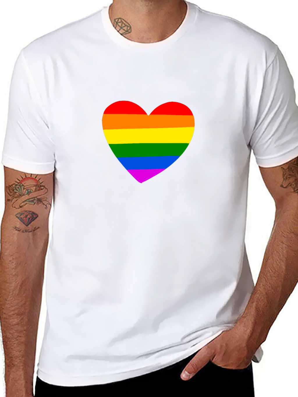 Rainbow Heart Graphic Black T-Shirt