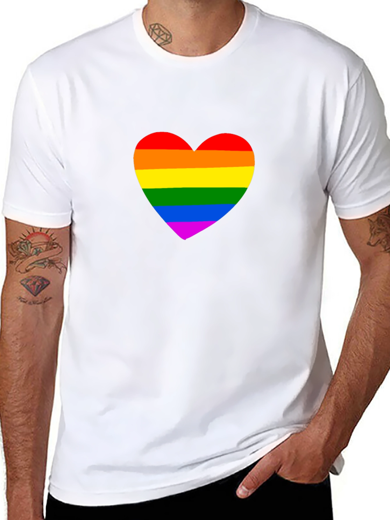 Rainbow Heart Graphic Black T-Shirt