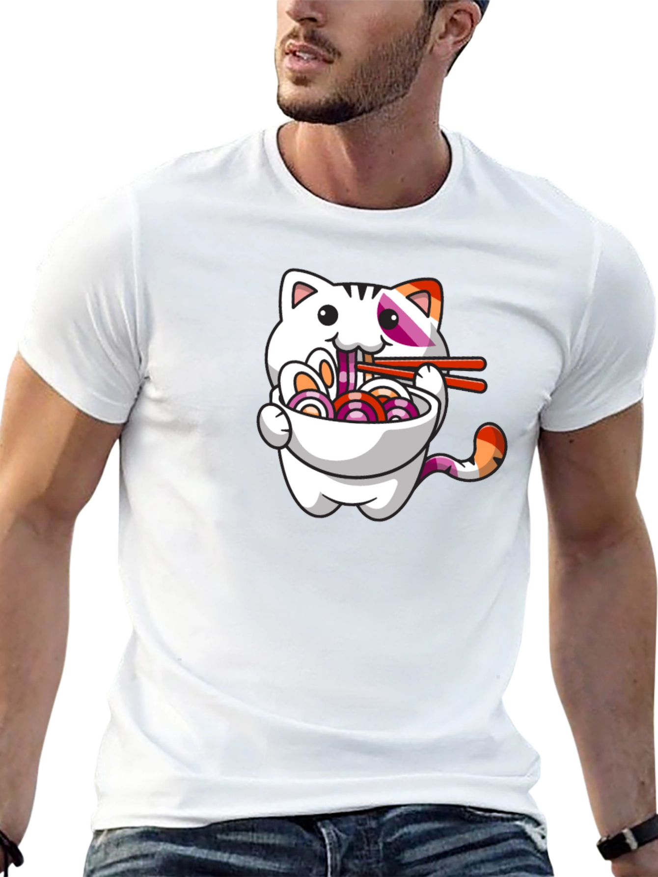 Cat Ramen T-Shirt - Cute Lesbian Pride Tee