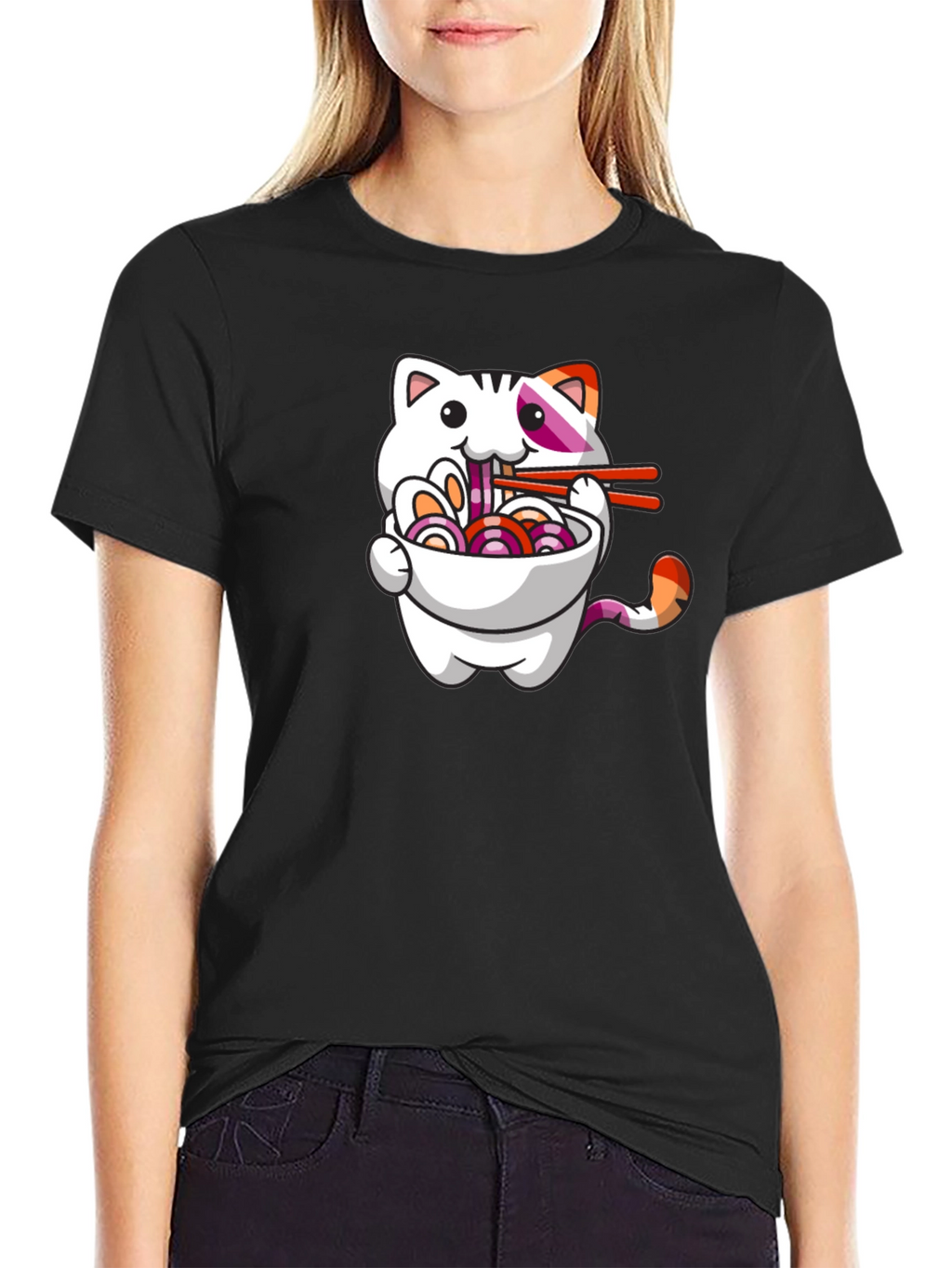 Cat Ramen T-Shirt - Cute Lesbian Pride Tee