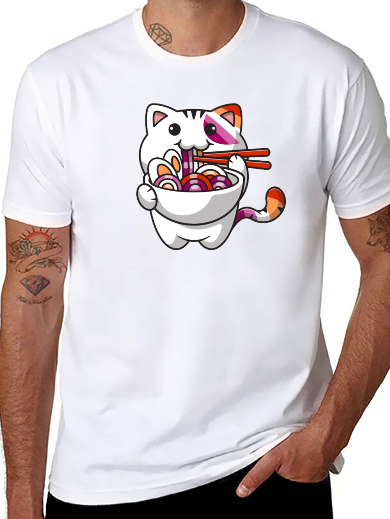 Cat Ramen T-Shirt - Cute Lesbian Pride Tee