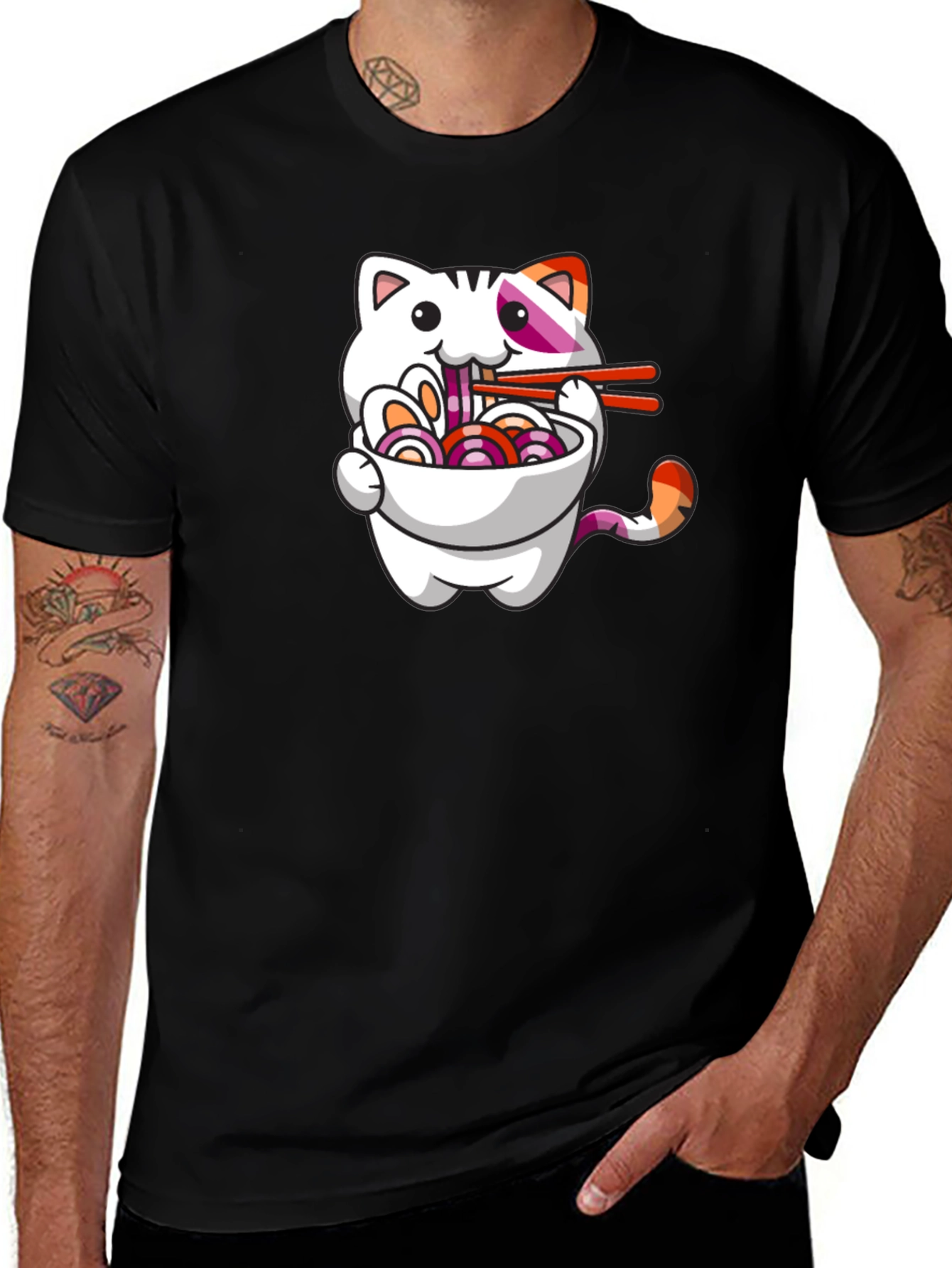 Cat Ramen T-Shirt - Cute Lesbian Pride Tee