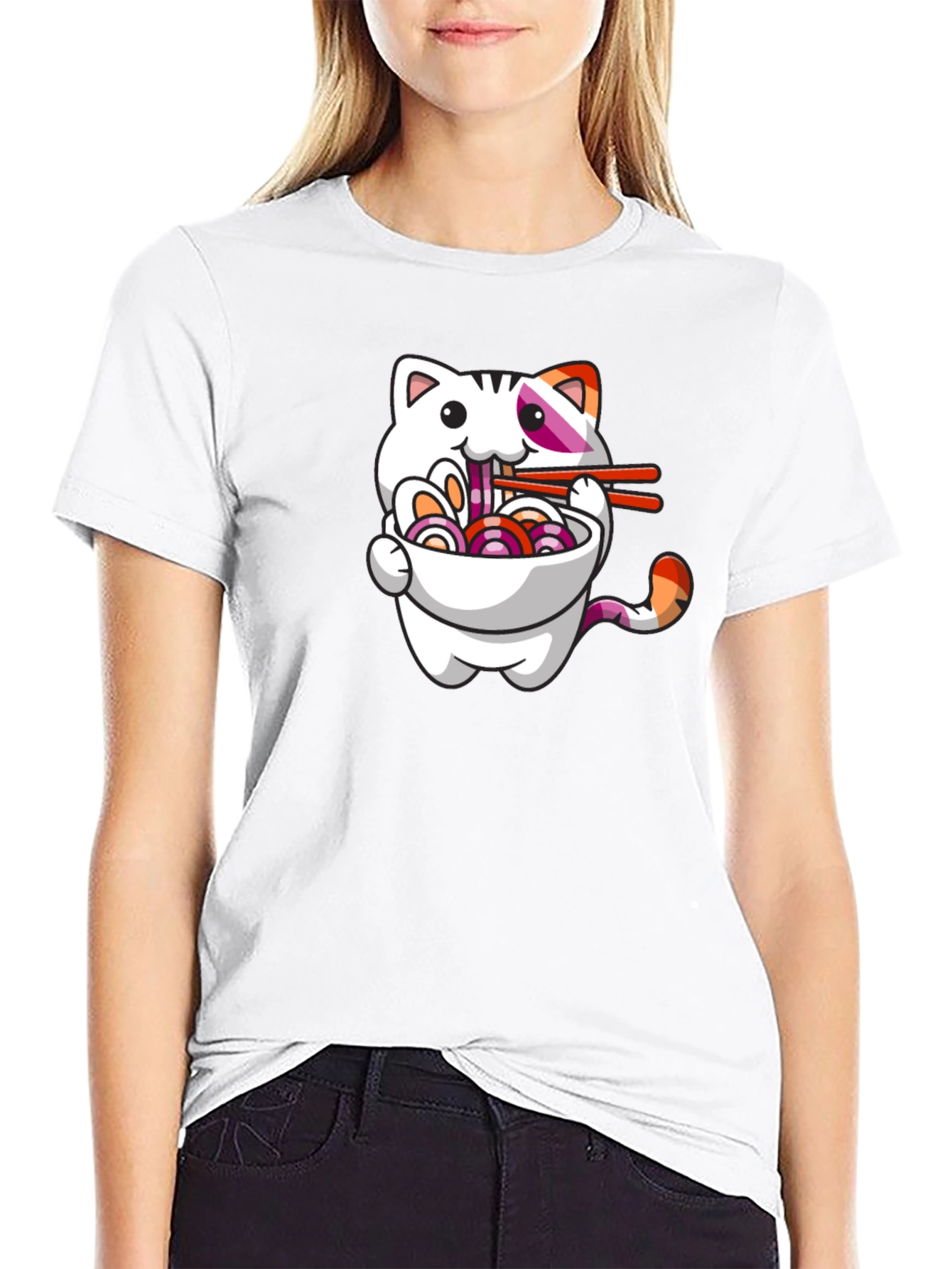 Cat Ramen T-Shirt - Cute Lesbian Pride Tee