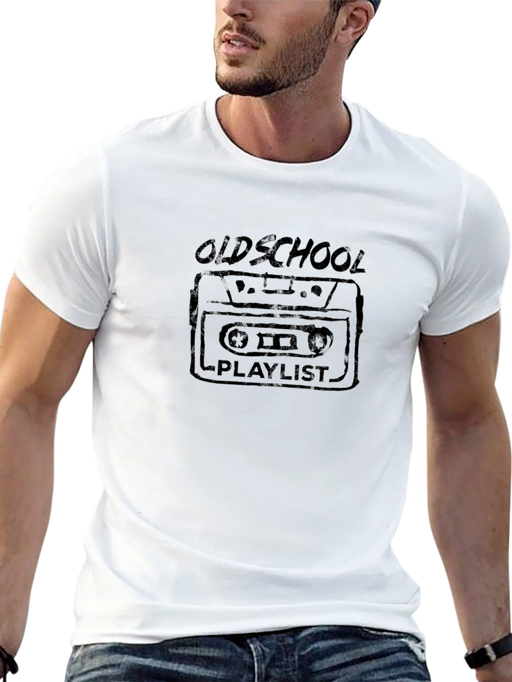 Oldschool Playlist Cassette Tape Graphic Tee