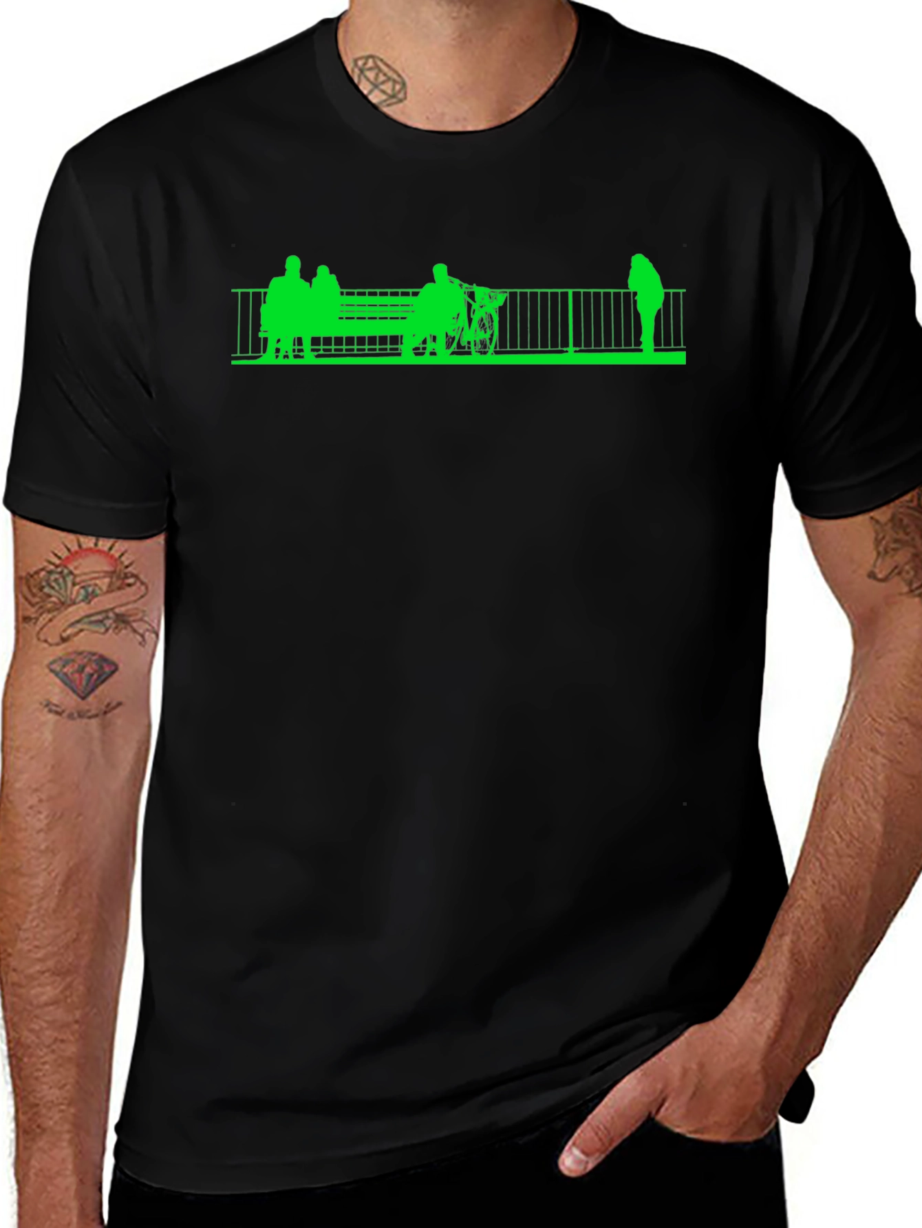 Green Silhouette on Black Tee