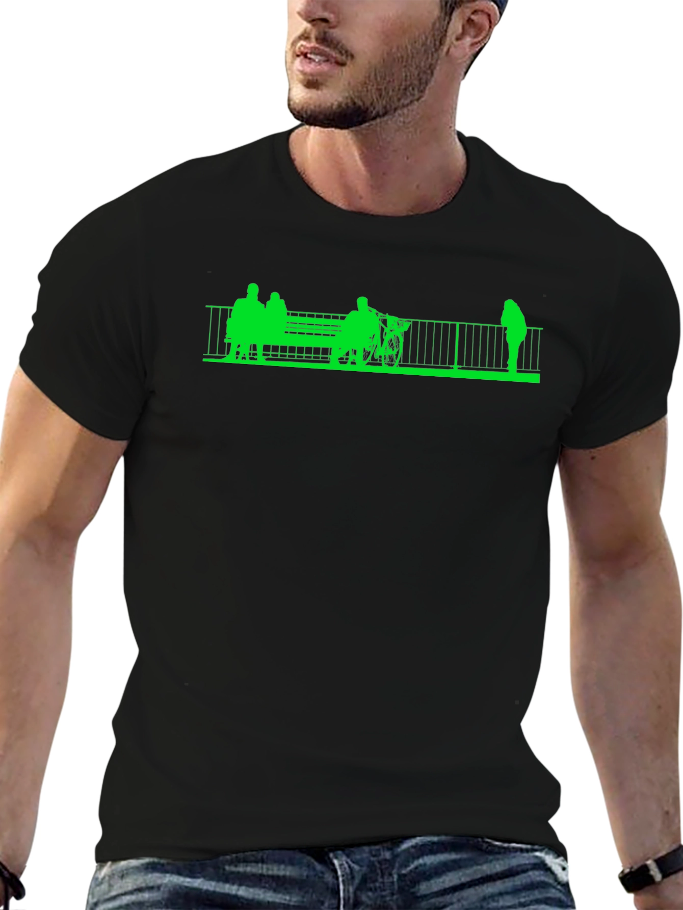 Green Silhouette on Black Tee
