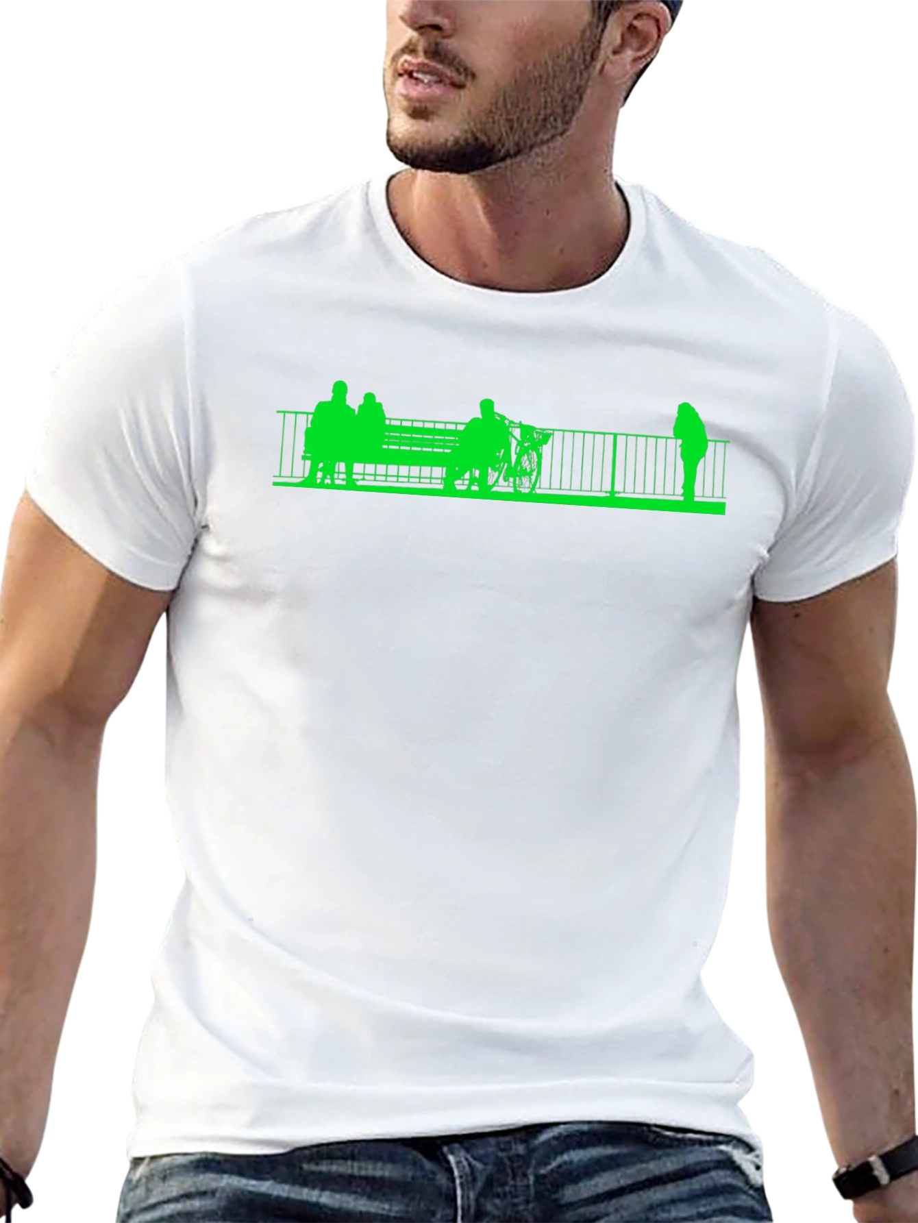 Green Silhouette on Black Tee