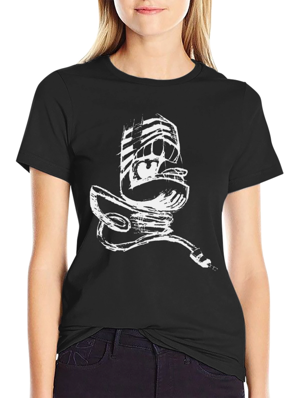 Abstract Microphone Graphic Print T-Shirt