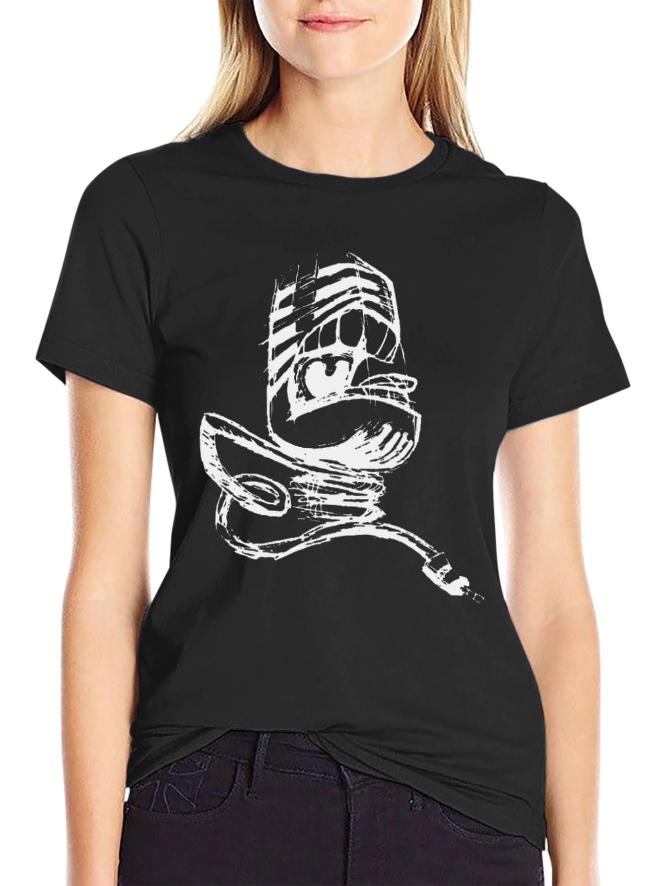 Abstract Microphone Graphic Print T-Shirt