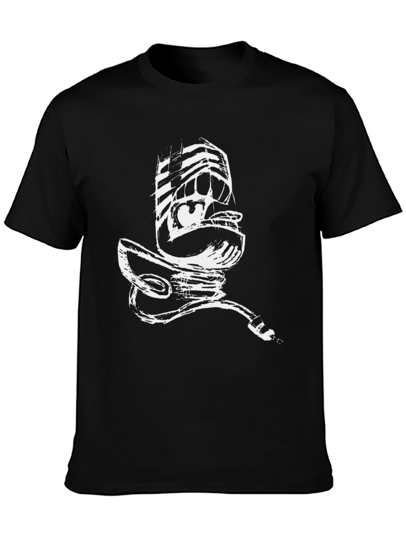 Abstract Microphone Graphic Print T-Shirt