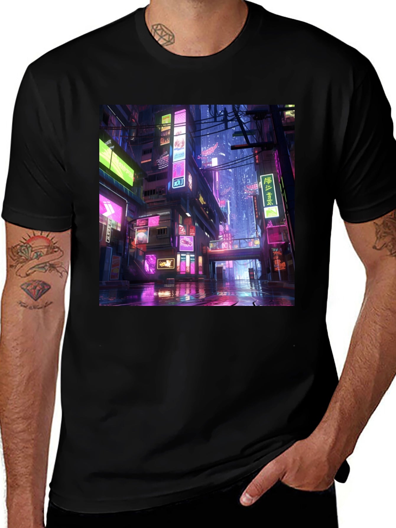 Cyberpunk Cityscape Graphic Tee