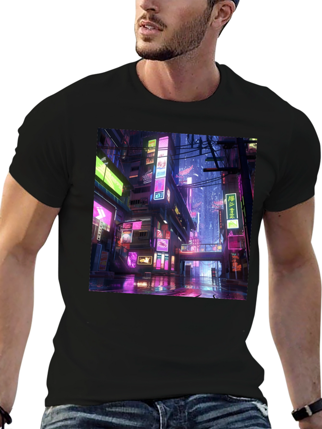 Cyberpunk Cityscape Graphic Tee