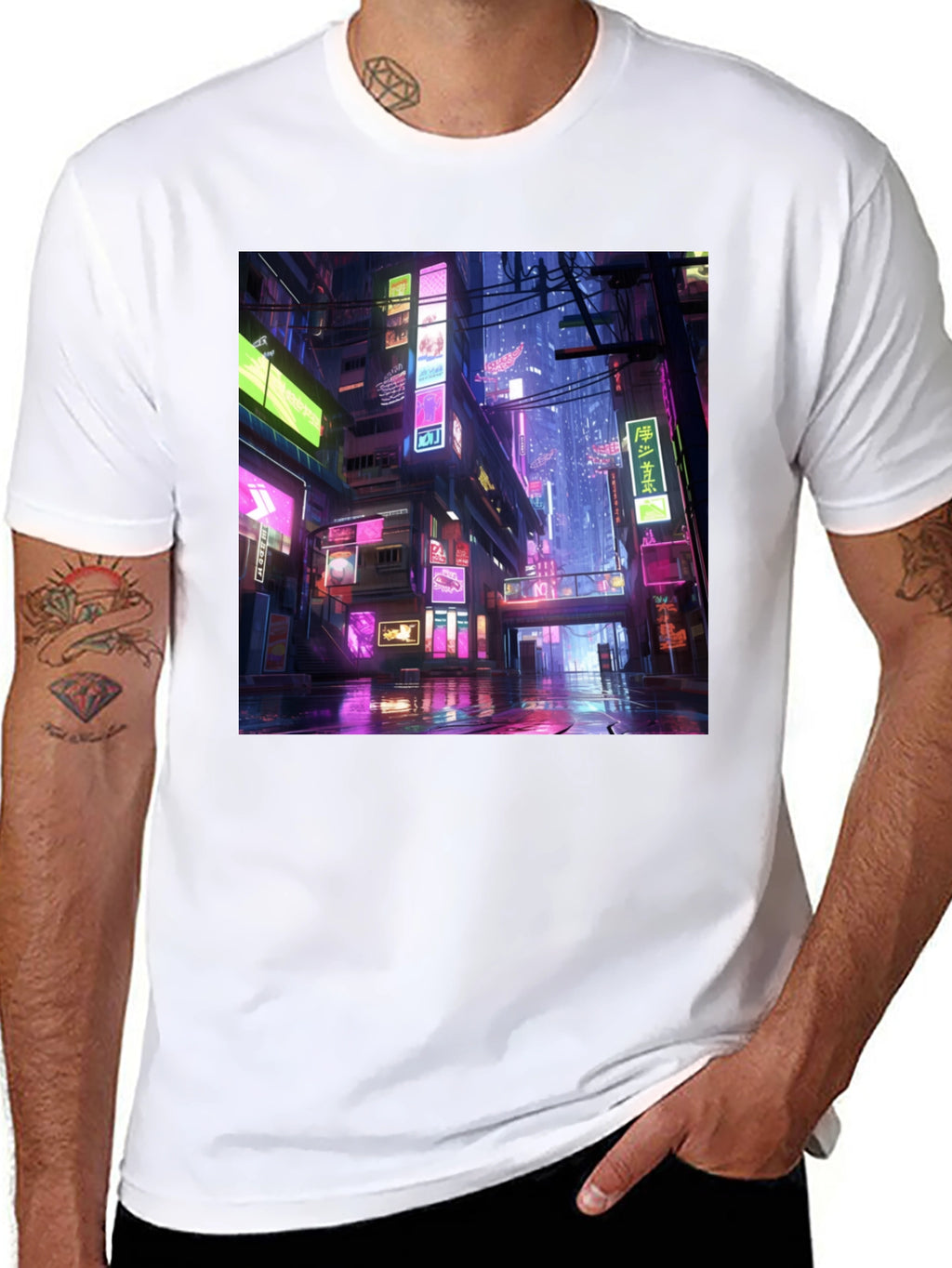 Cyberpunk Cityscape Graphic Tee
