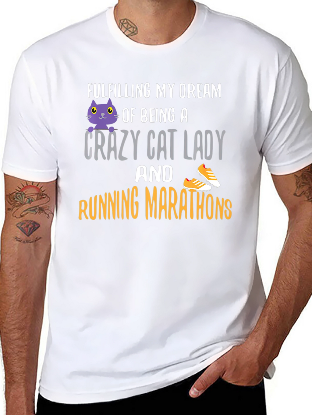 Crazy Cat Lady Running Marathon T-Shirt