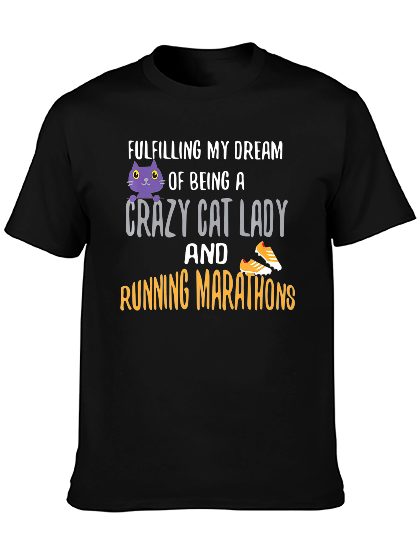 Crazy Cat Lady Running Marathon T-Shirt