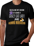 Crazy Cat Lady Running Marathon T-Shirt