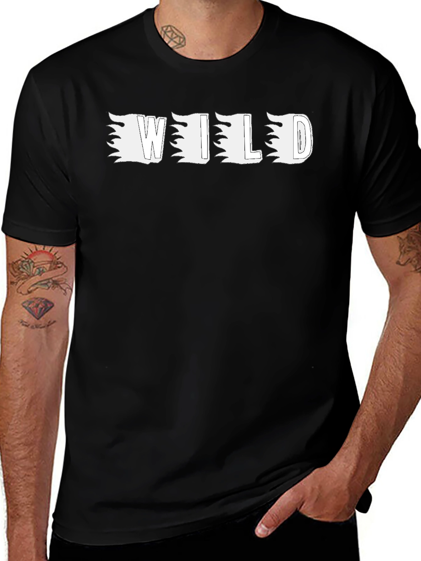 Wild Fire Graphic Tee - Mens Black Cotton T-Shirt