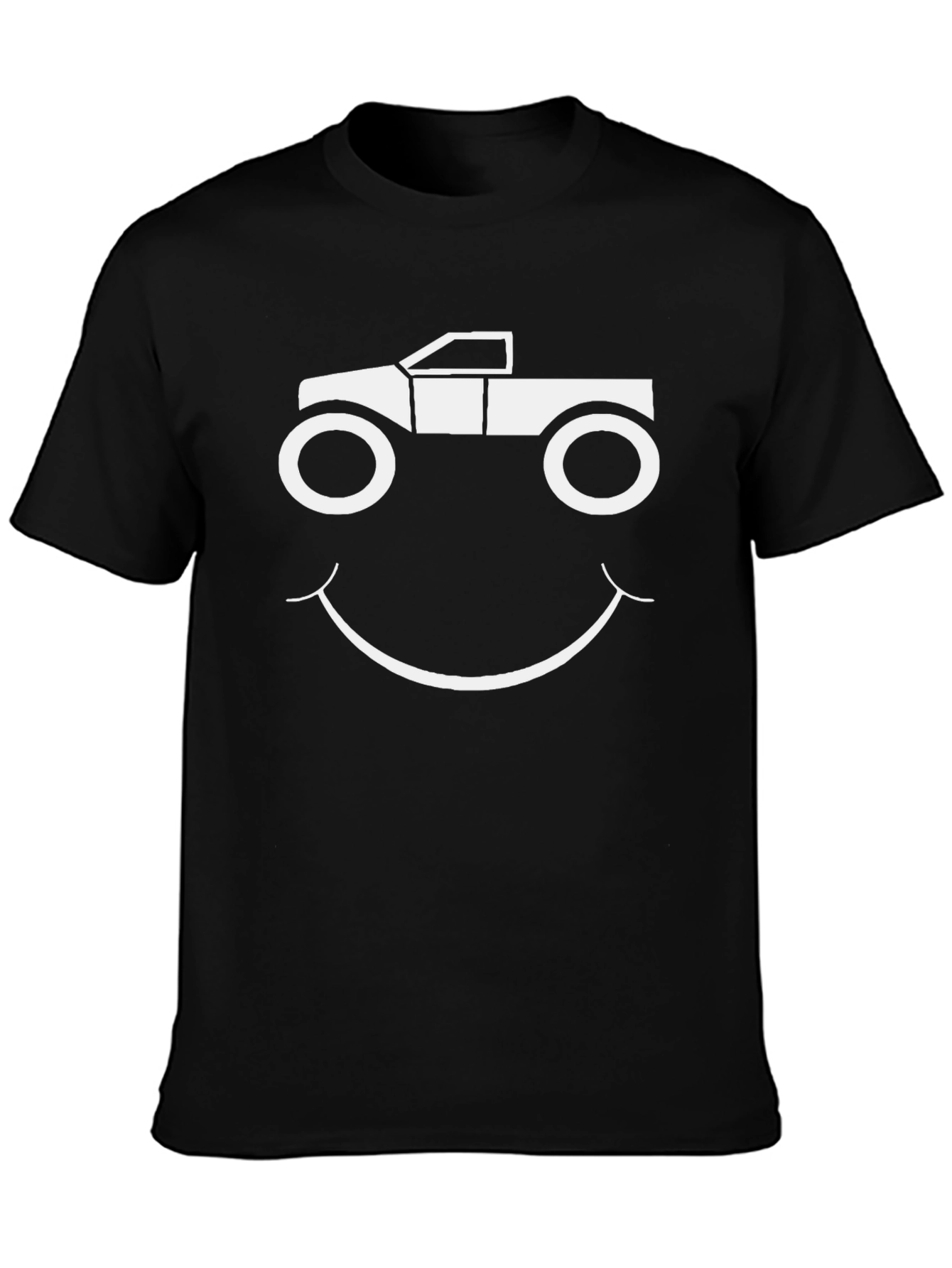 Truck Smile Graphic Tee - Black Cotton T-Shirt