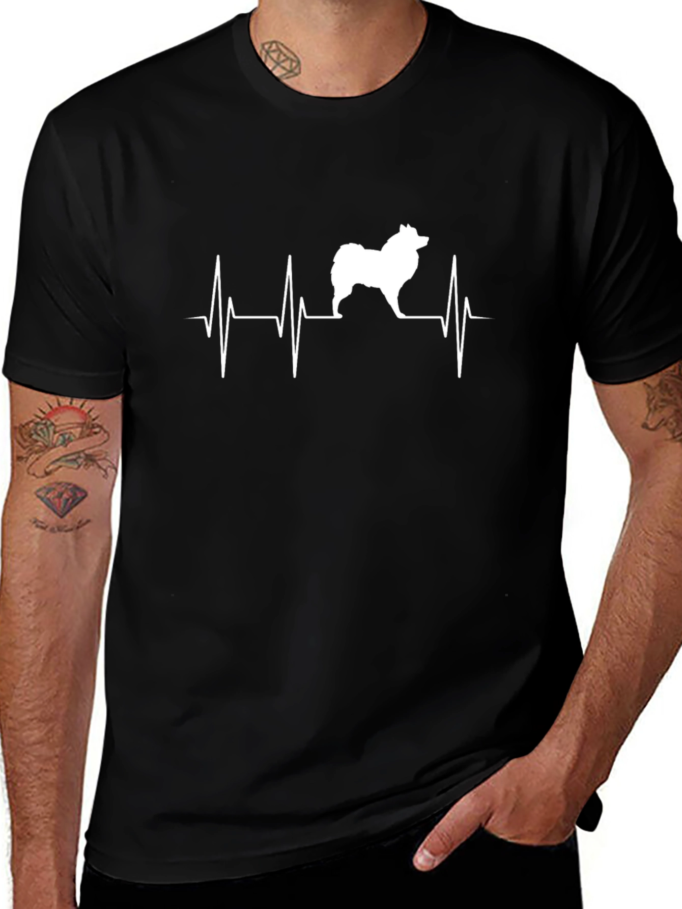 Dog Heartbeat Graphic Tee - Mens Black T-Shirt