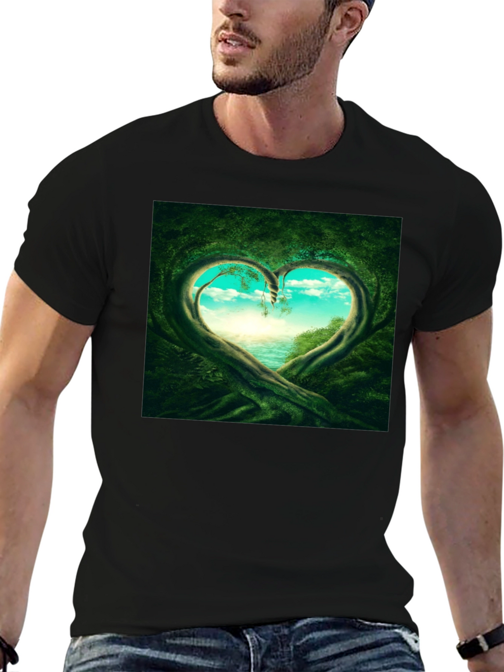 Natures Heart T-Shirt - Black Cotton Tee