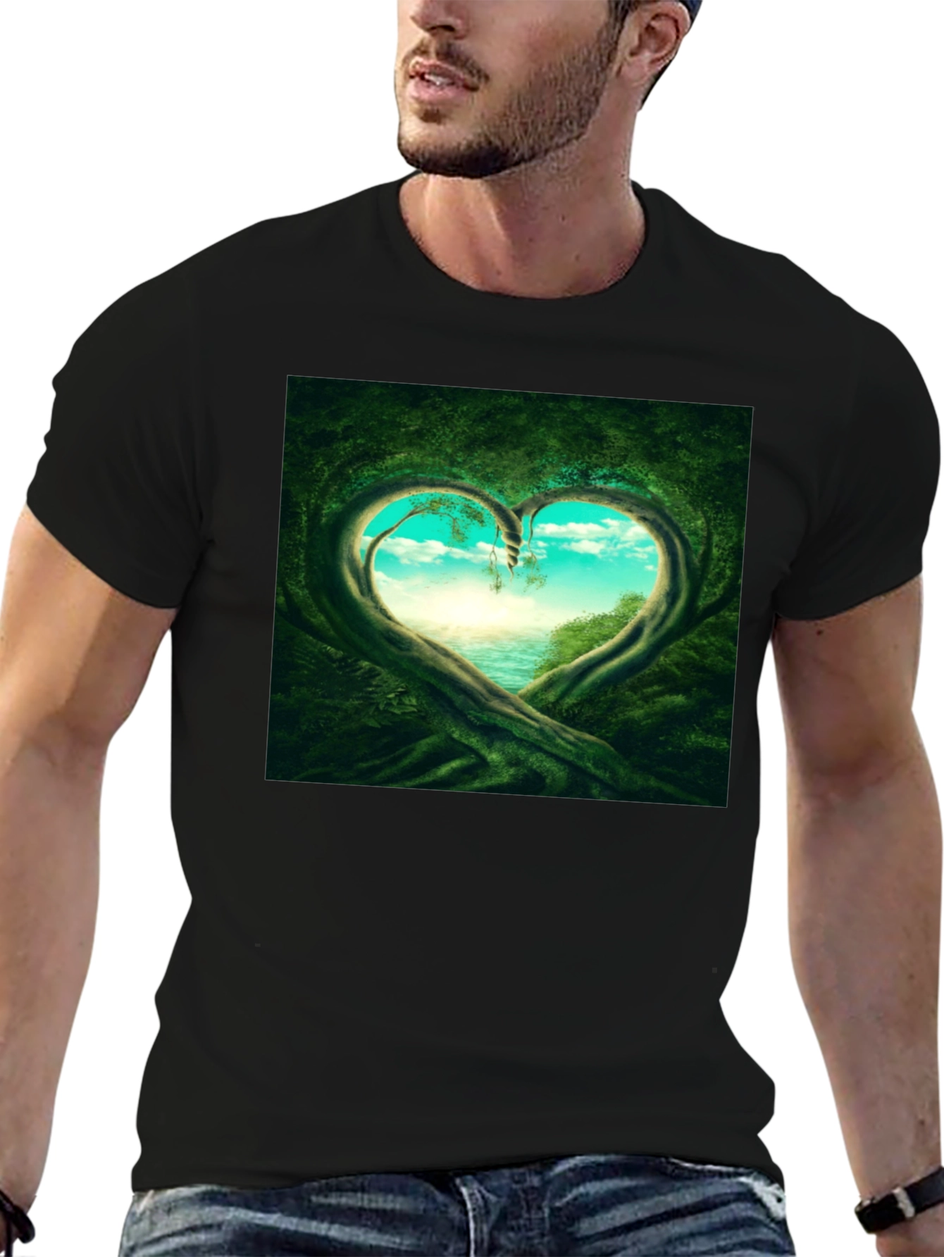 Natures Heart T-Shirt - Black Cotton Tee
