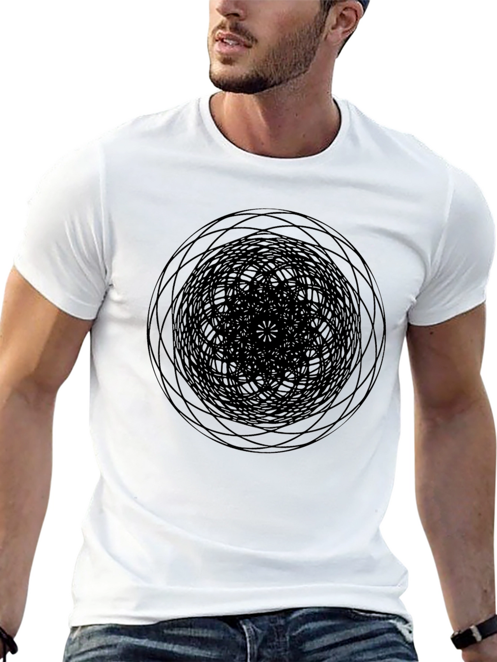 Abstract Circle Graphic Black T-Shirt