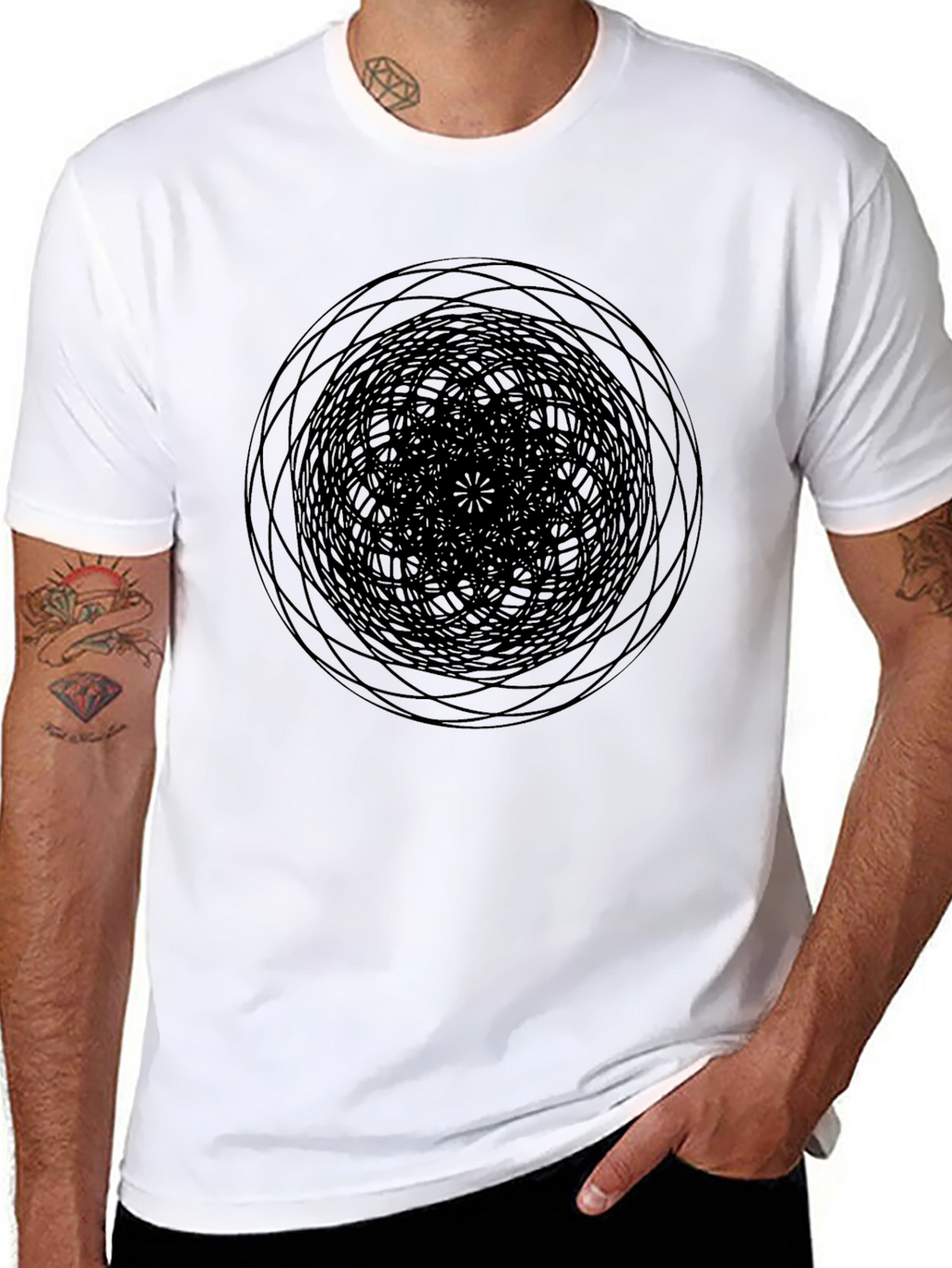 Abstract Circle Graphic Black T-Shirt