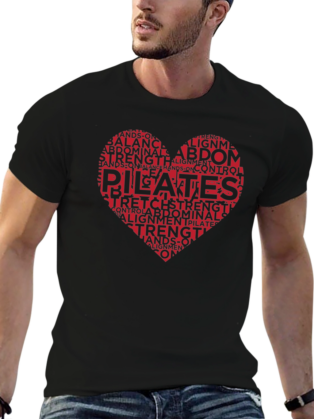 Pilates Heart Word Art T-Shirt Black