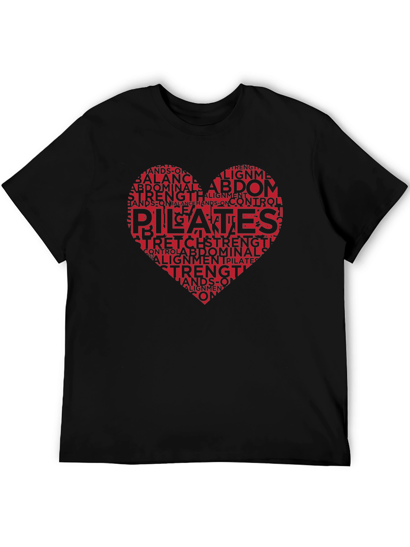 Pilates Heart Word Art T-Shirt Black