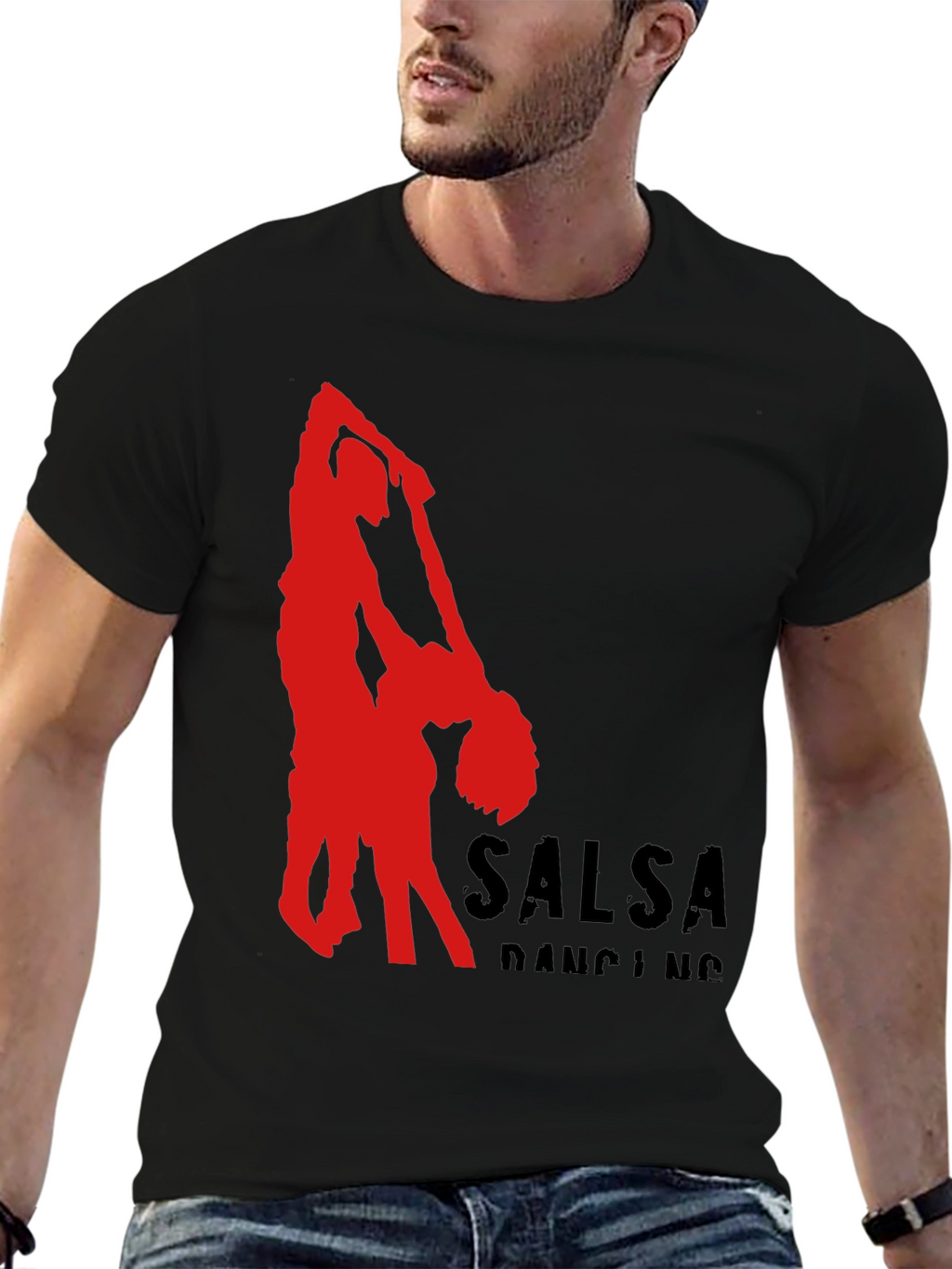 Salsa Dancing Graphic Tee - Black Cotton T-Shirt