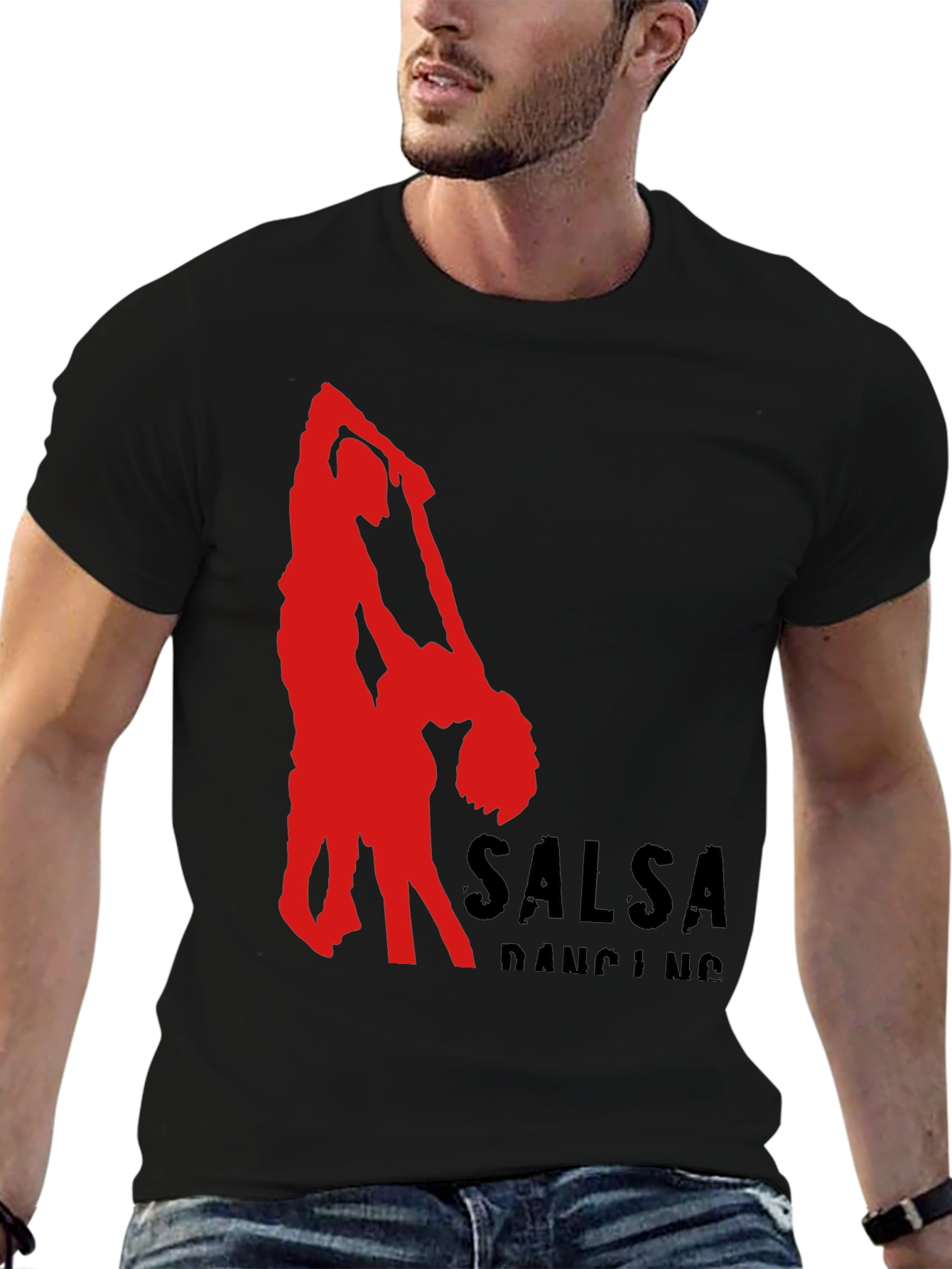 Salsa Dancing Graphic Tee - Black Cotton T-Shirt