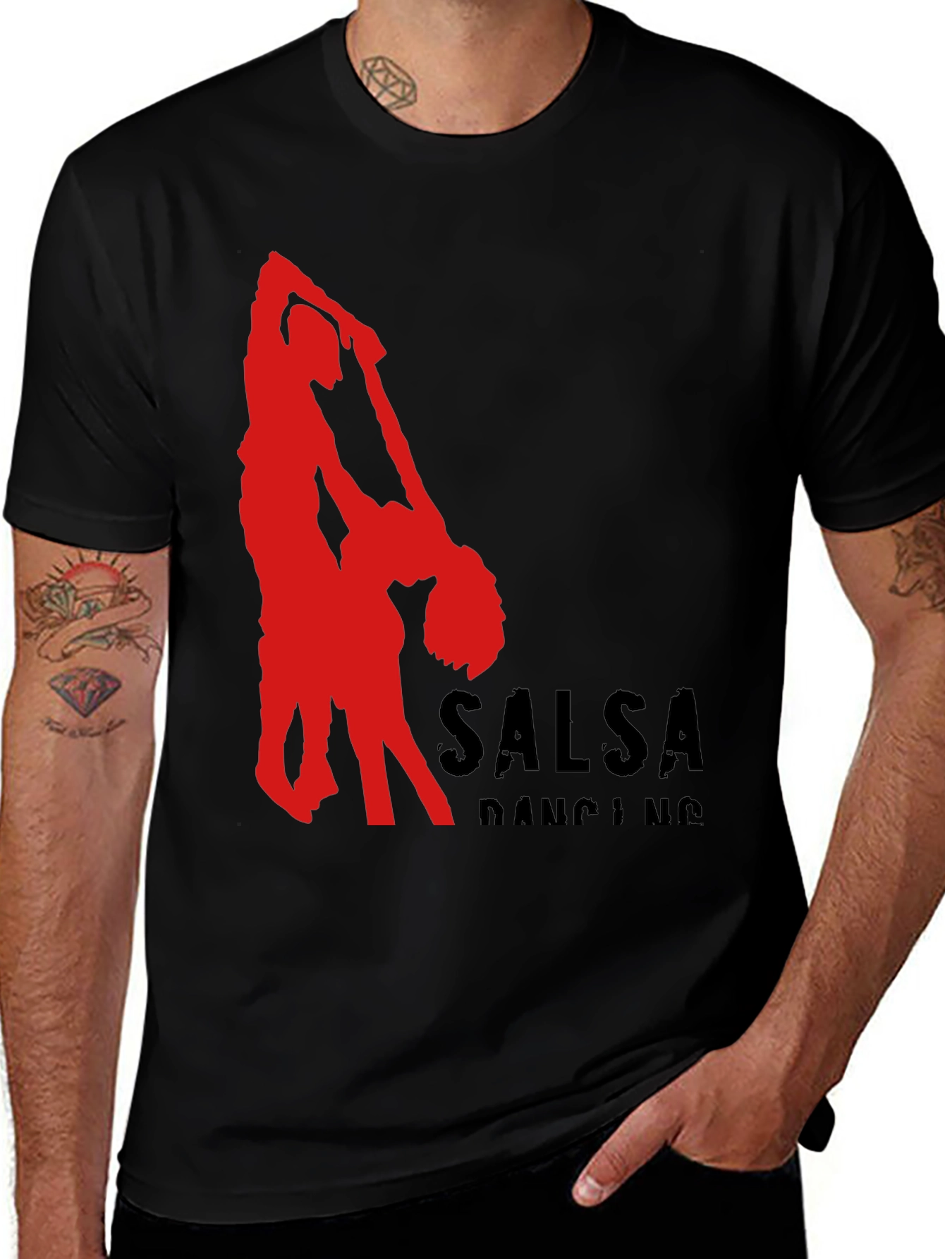 Salsa Dancing Graphic Tee - Black Cotton T-Shirt