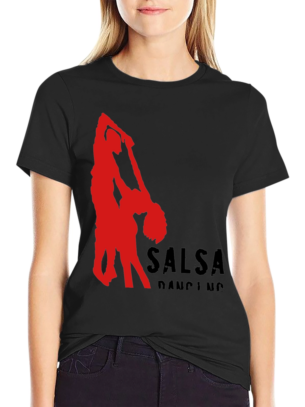 Salsa Dancing Graphic Tee - Black Cotton T-Shirt