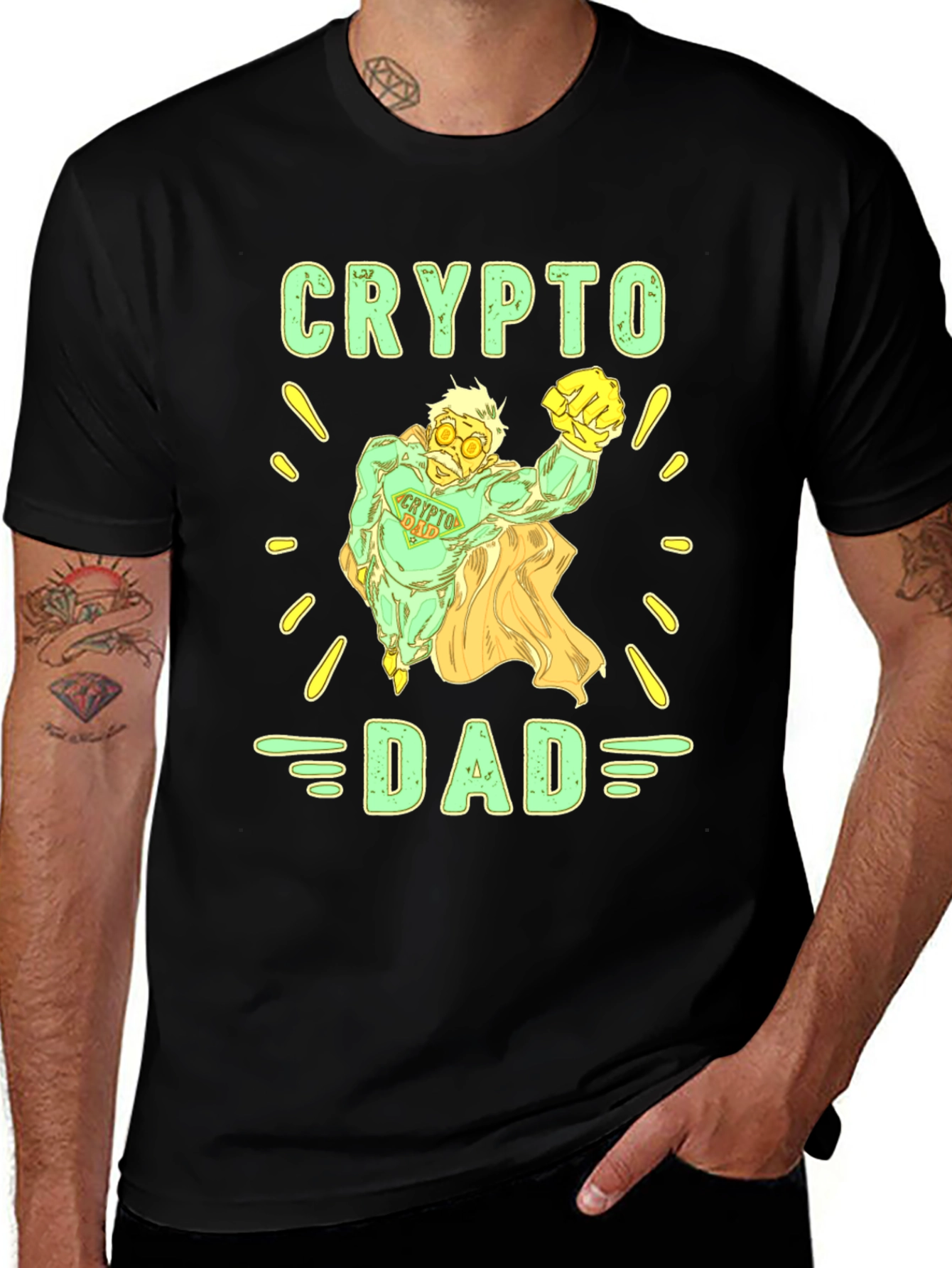 Crypto Dad Superhero T-Shirt - Fun Gift for Cryptocurrency Enthusiasts