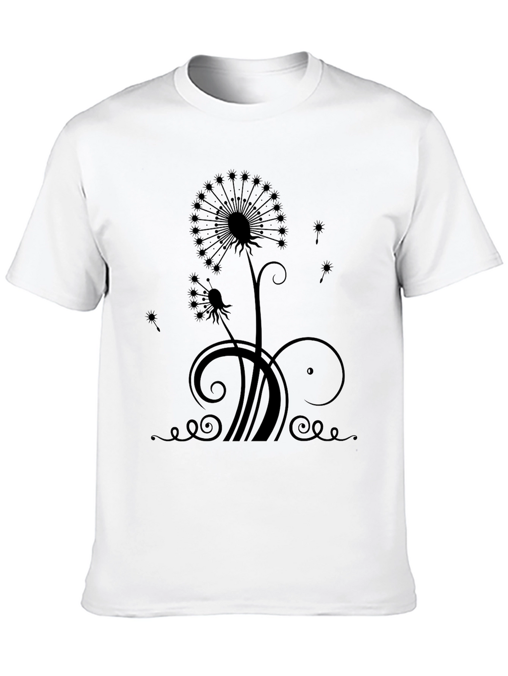 Dandelion Graphic Print Black T-Shirt