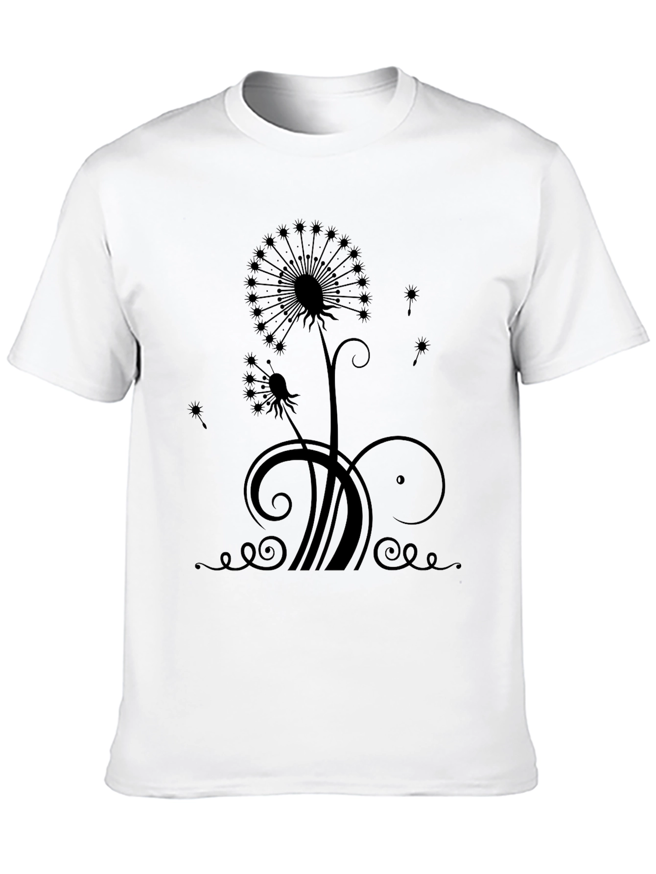 Dandelion Graphic Print Black T-Shirt
