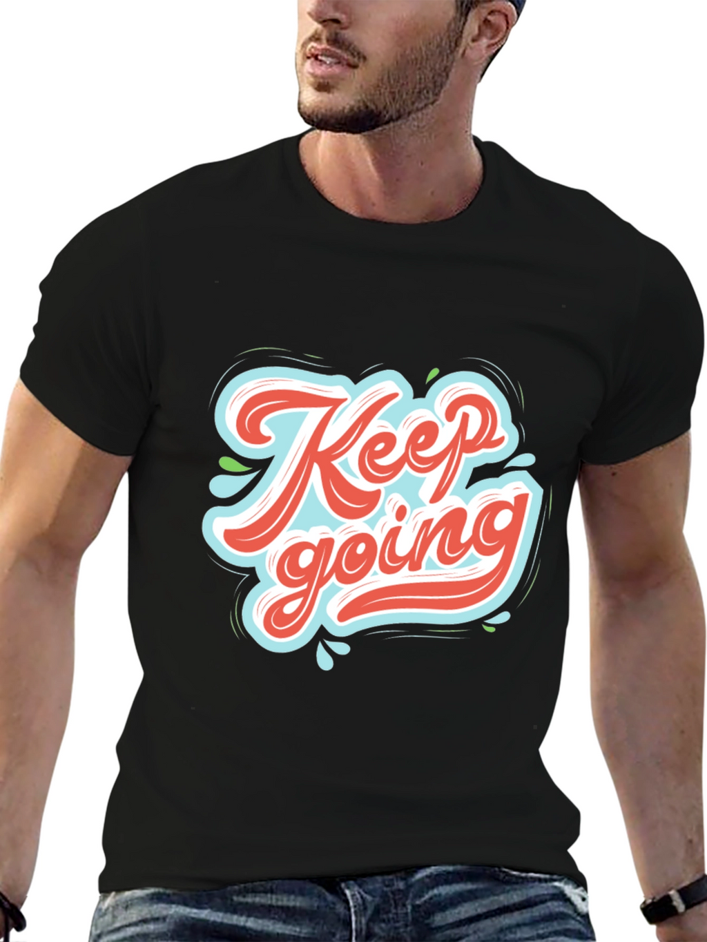 Keep Going Graphic Tee - Motivational Black T-Shirt