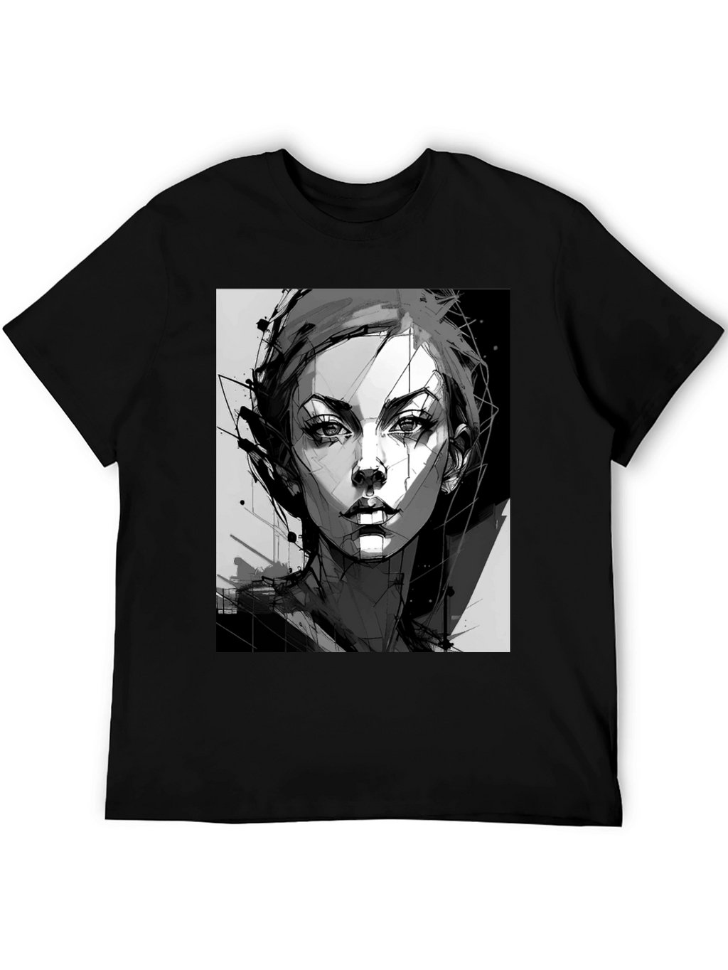 Abstract Woman Graphic Black Tee