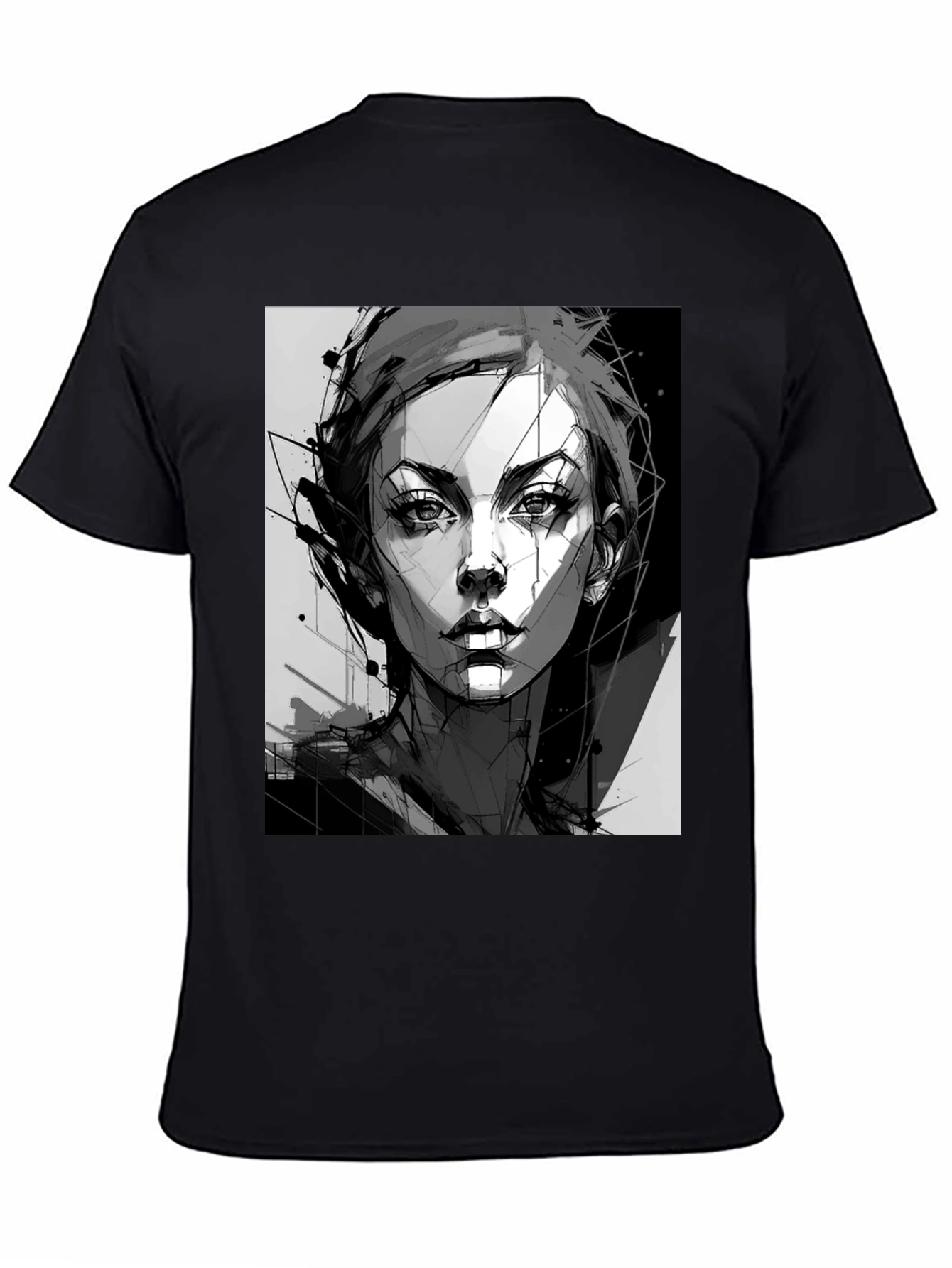 Abstract Woman Graphic Black Tee
