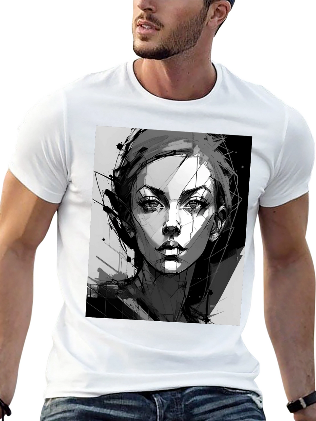 Abstract Woman Graphic Black Tee
