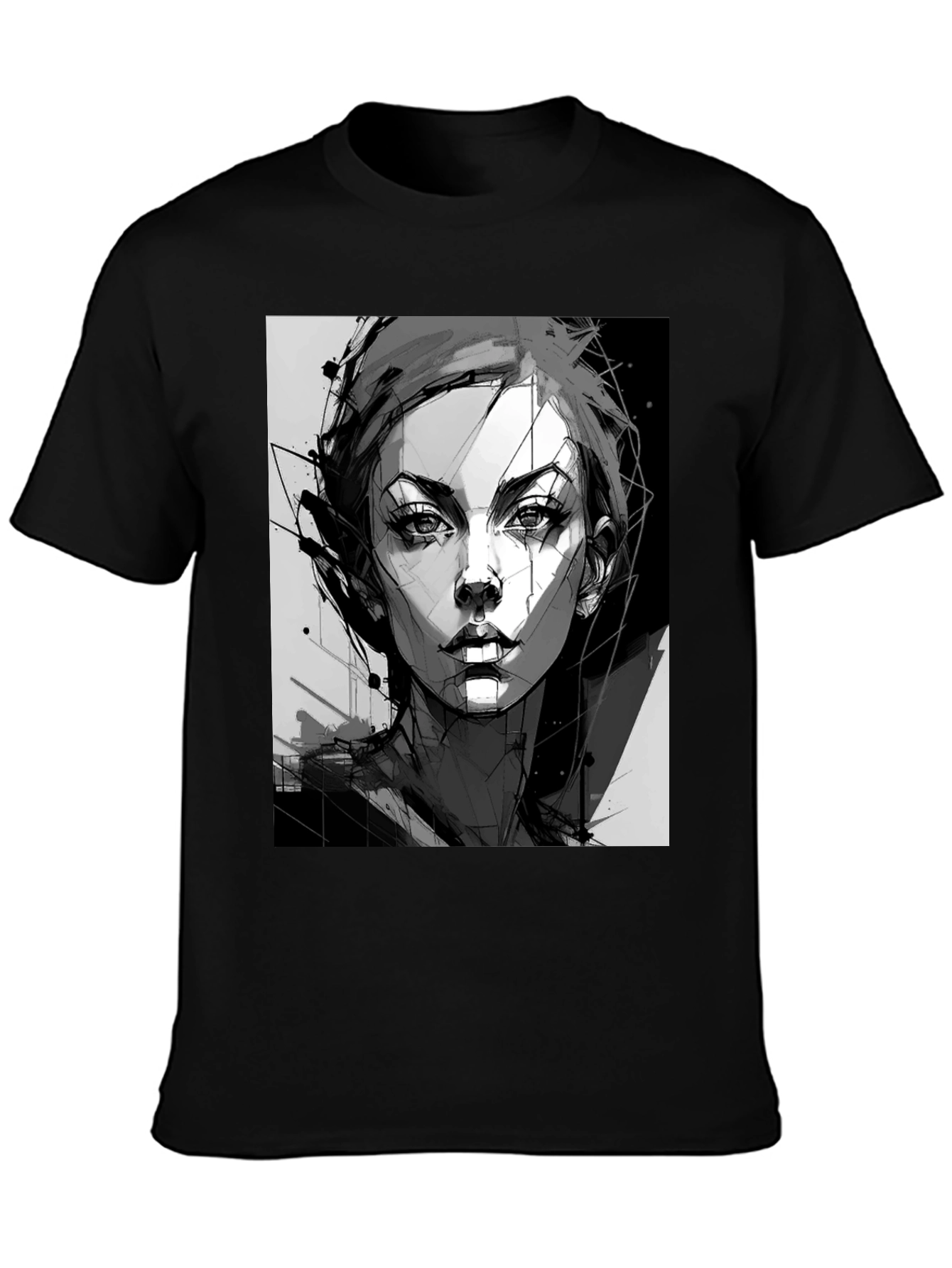 Abstract Woman Graphic Black Tee