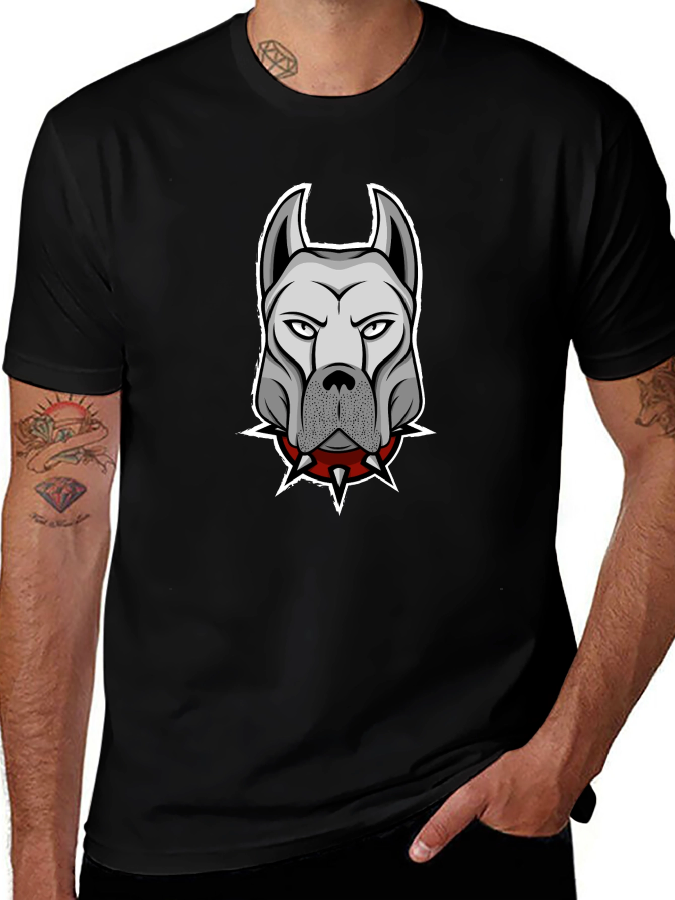 Muscular Dog Spiked Collar T-Shirt – Edgy Dog Lover Tee