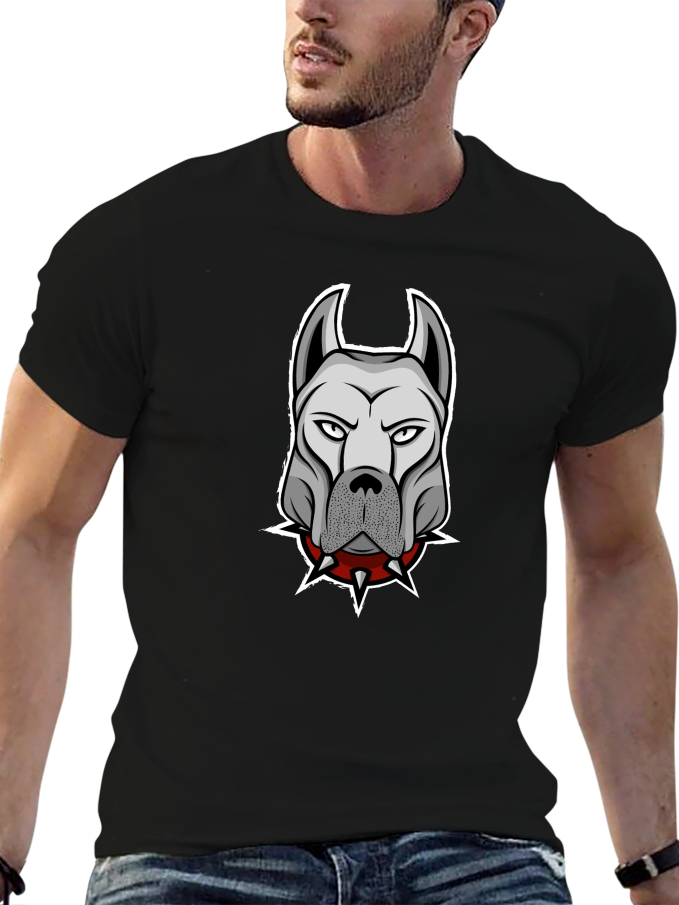 Muscular Dog Spiked Collar T-Shirt – Edgy Dog Lover Tee