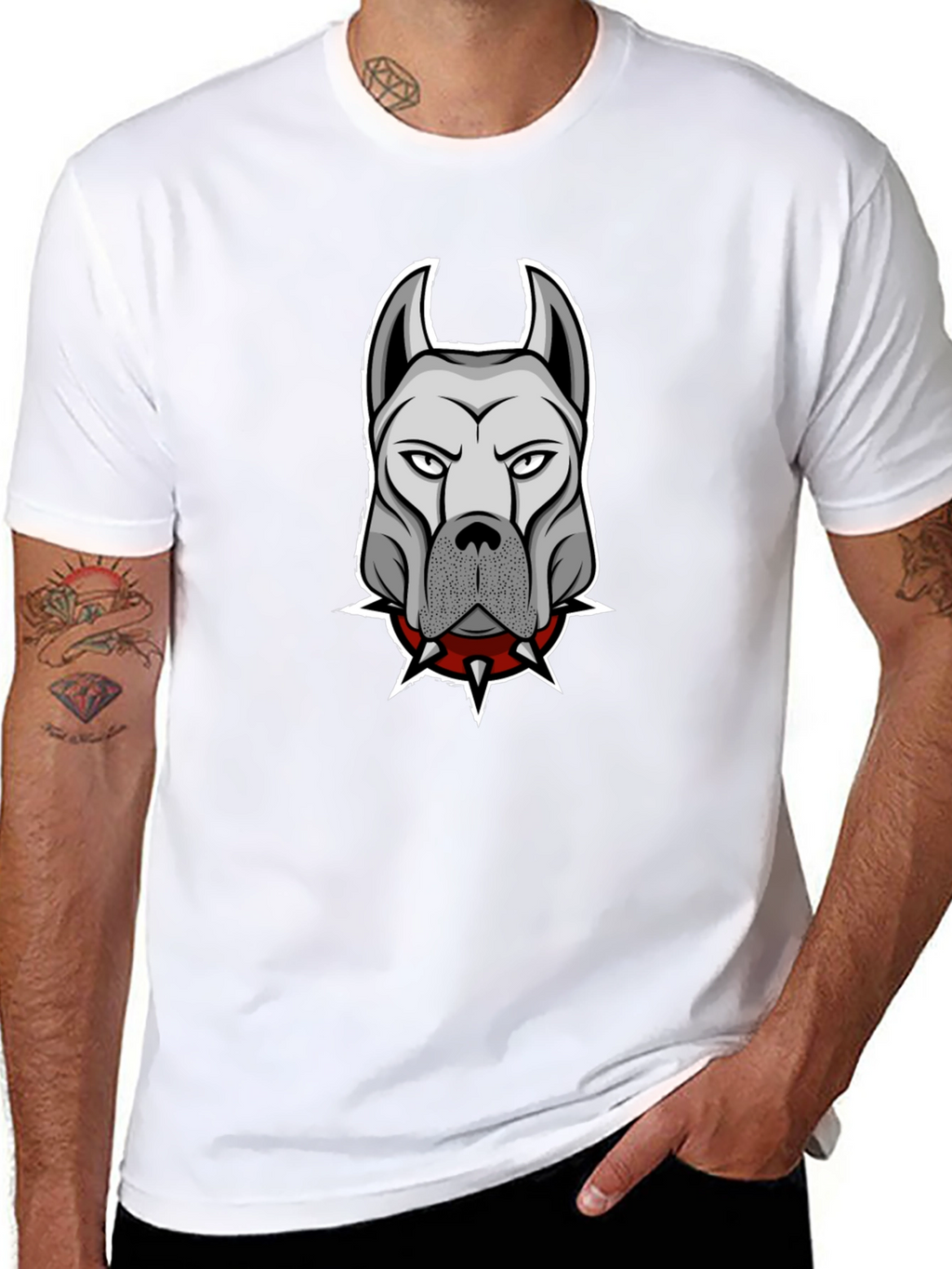 Muscular Dog Spiked Collar T-Shirt – Edgy Dog Lover Tee