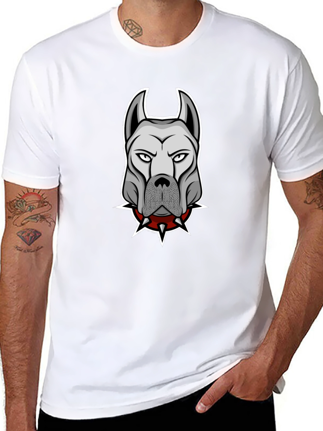 Muscular Dog Spiked Collar T-Shirt – Edgy Dog Lover Tee