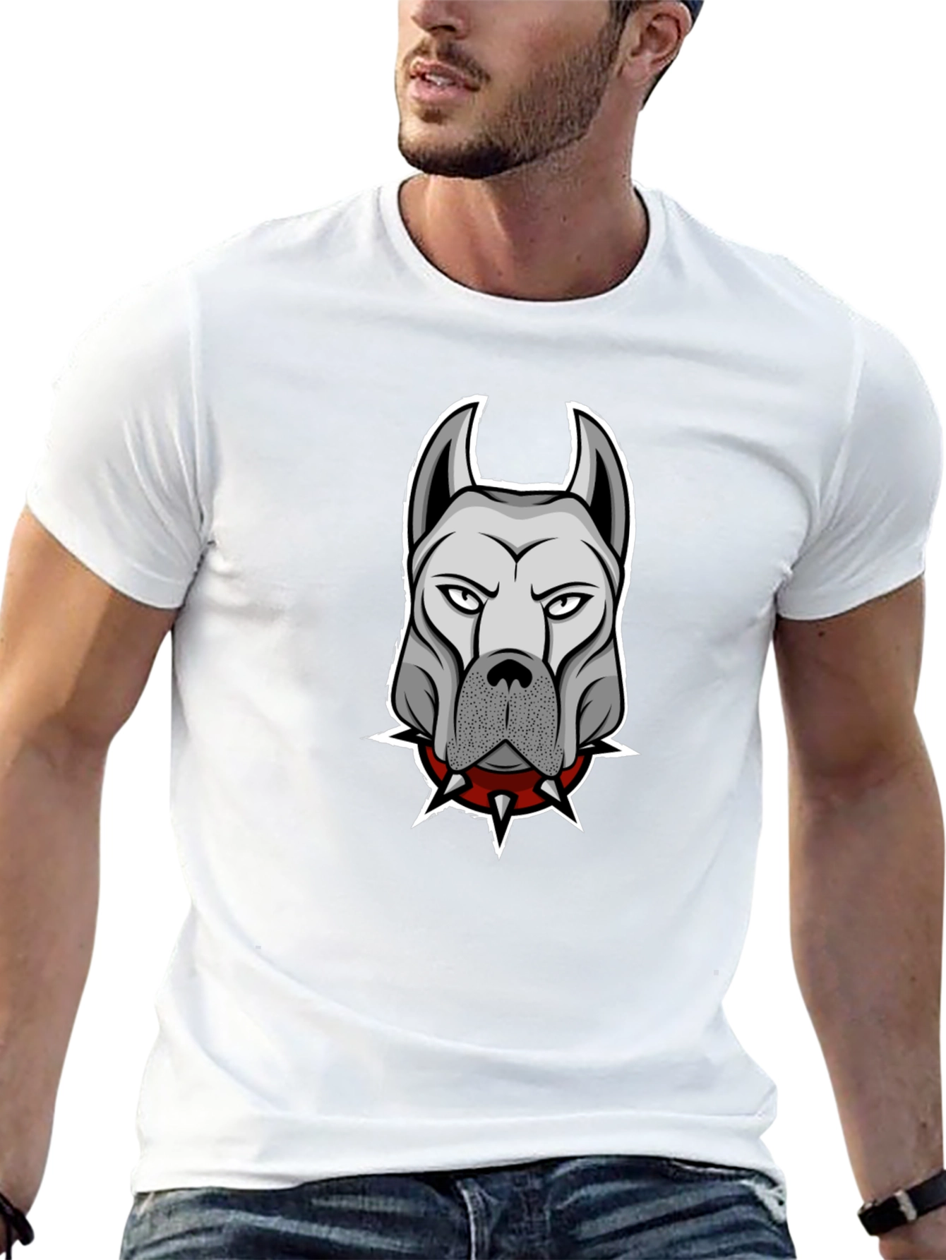 Muscular Dog Spiked Collar T-Shirt – Edgy Dog Lover Tee