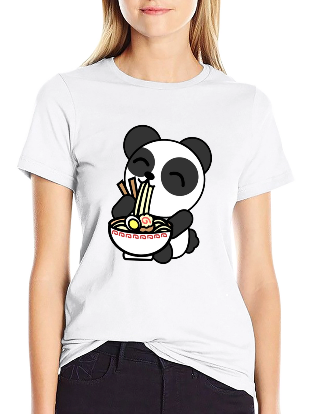 Cute Panda Ramen T-Shirt - Black