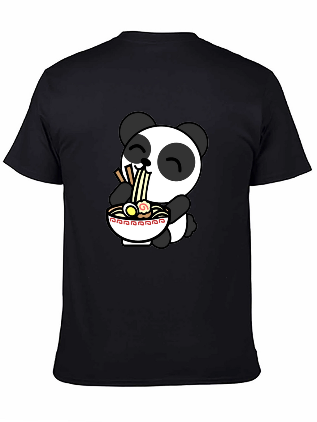 Cute Panda Ramen T-Shirt - Black